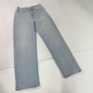 Madewell Jeans Womens 27 Blue Light-Wash Solid High-Rise Straight-Leg Denim New